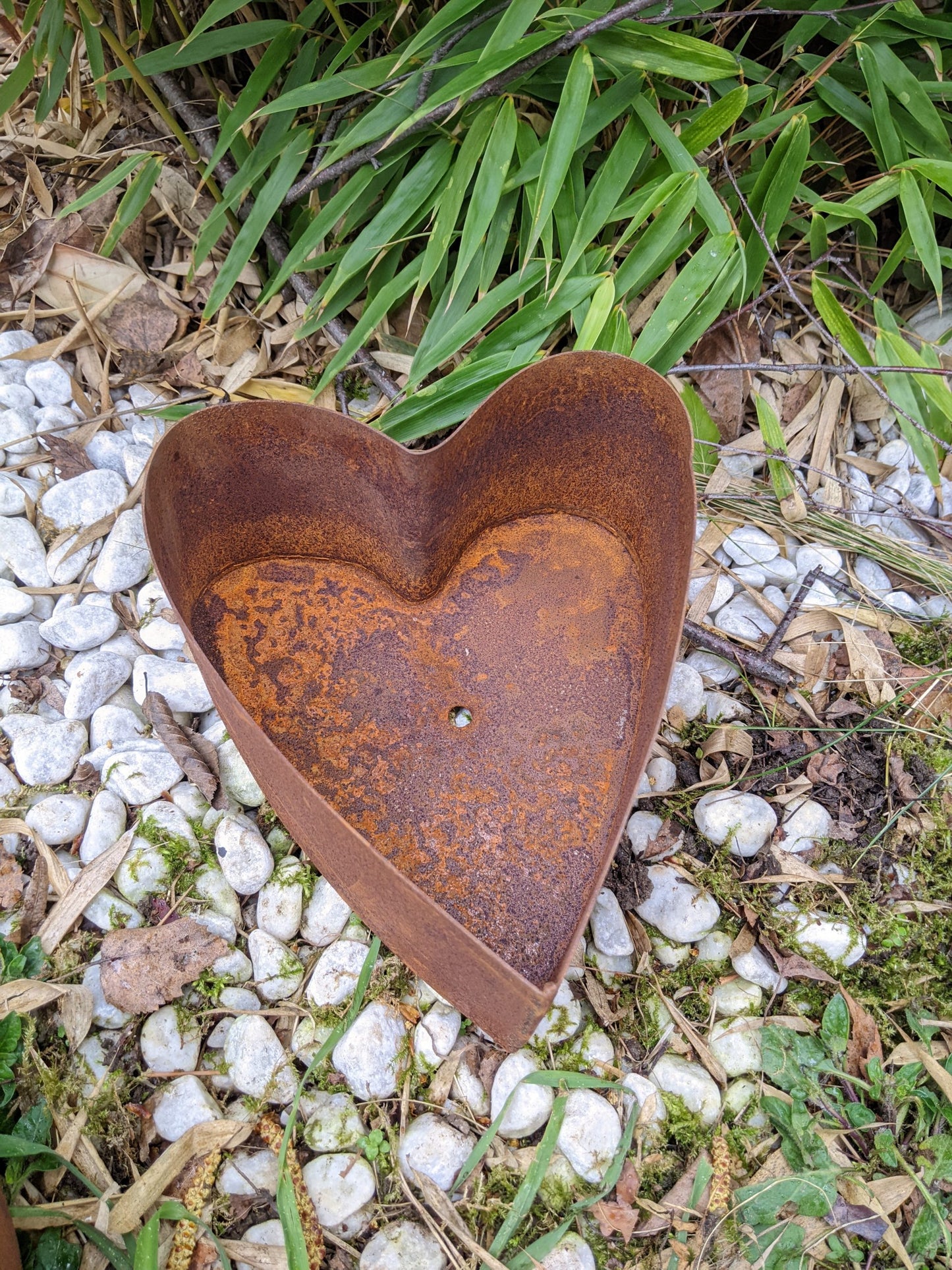 4 pcs in set rust garden flowerpot metal rust heart 032143,