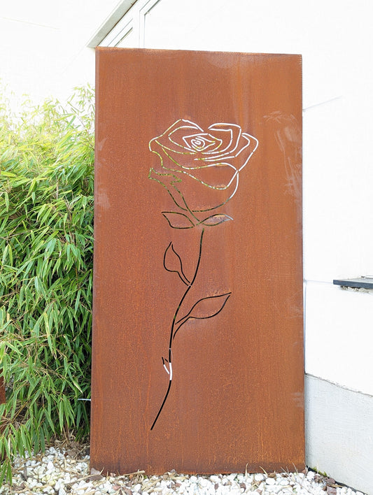 Patina garden roses privacy screen made of metal 1mm, handmade, W75H150cm 032166-2