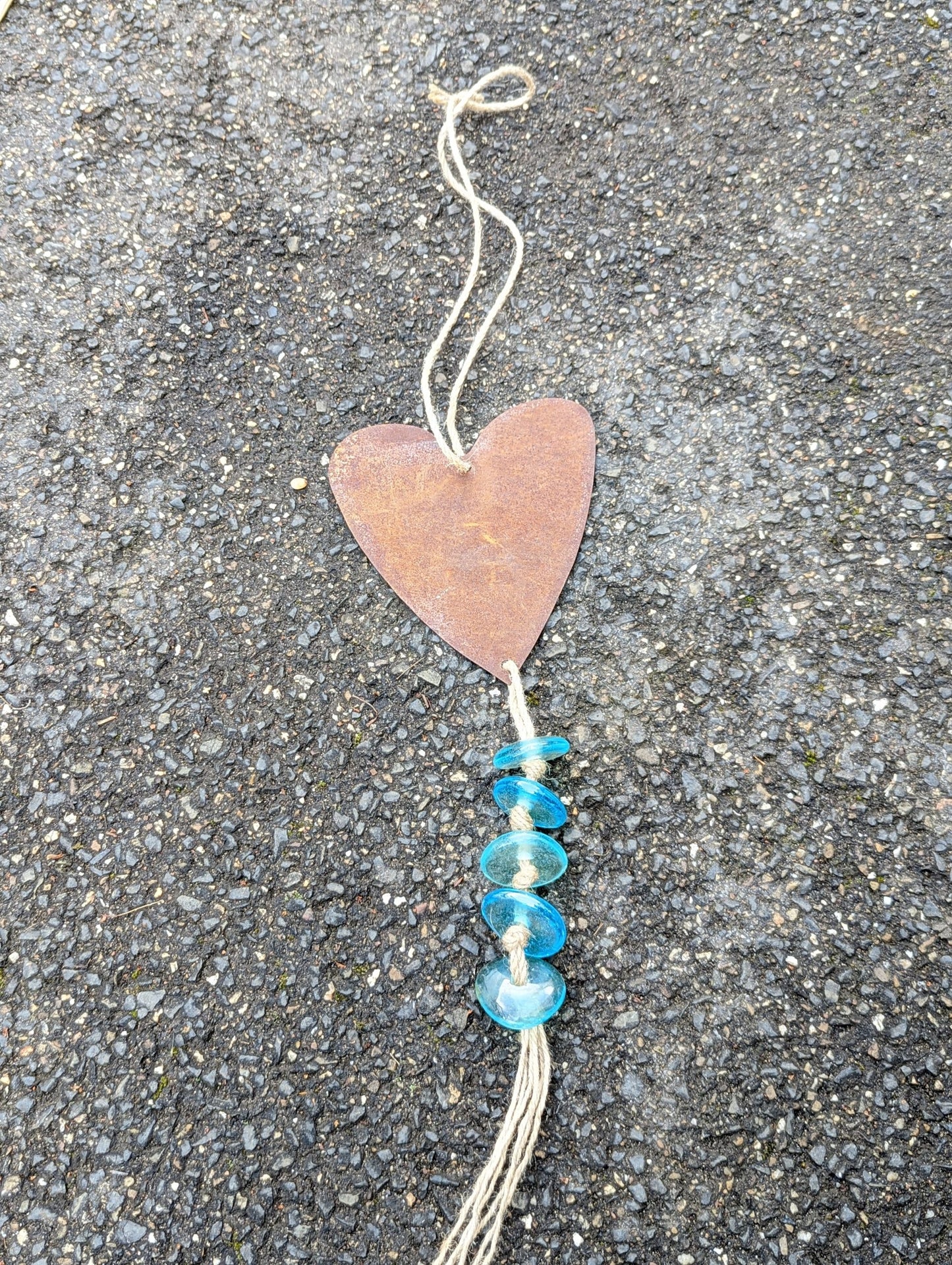 Noble rust hanging heart decoration made of metal rust with glass decoration W16 H80cm 0.3 kg, 032185