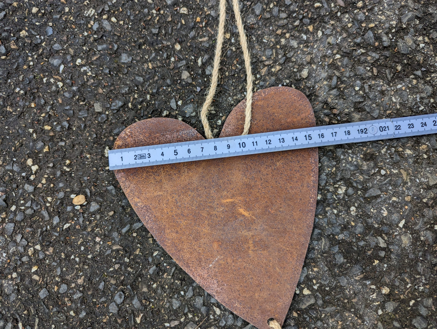 Noble rust hanging heart decoration made of metal rust with glass decoration W16 H80cm 0.3 kg, 032185