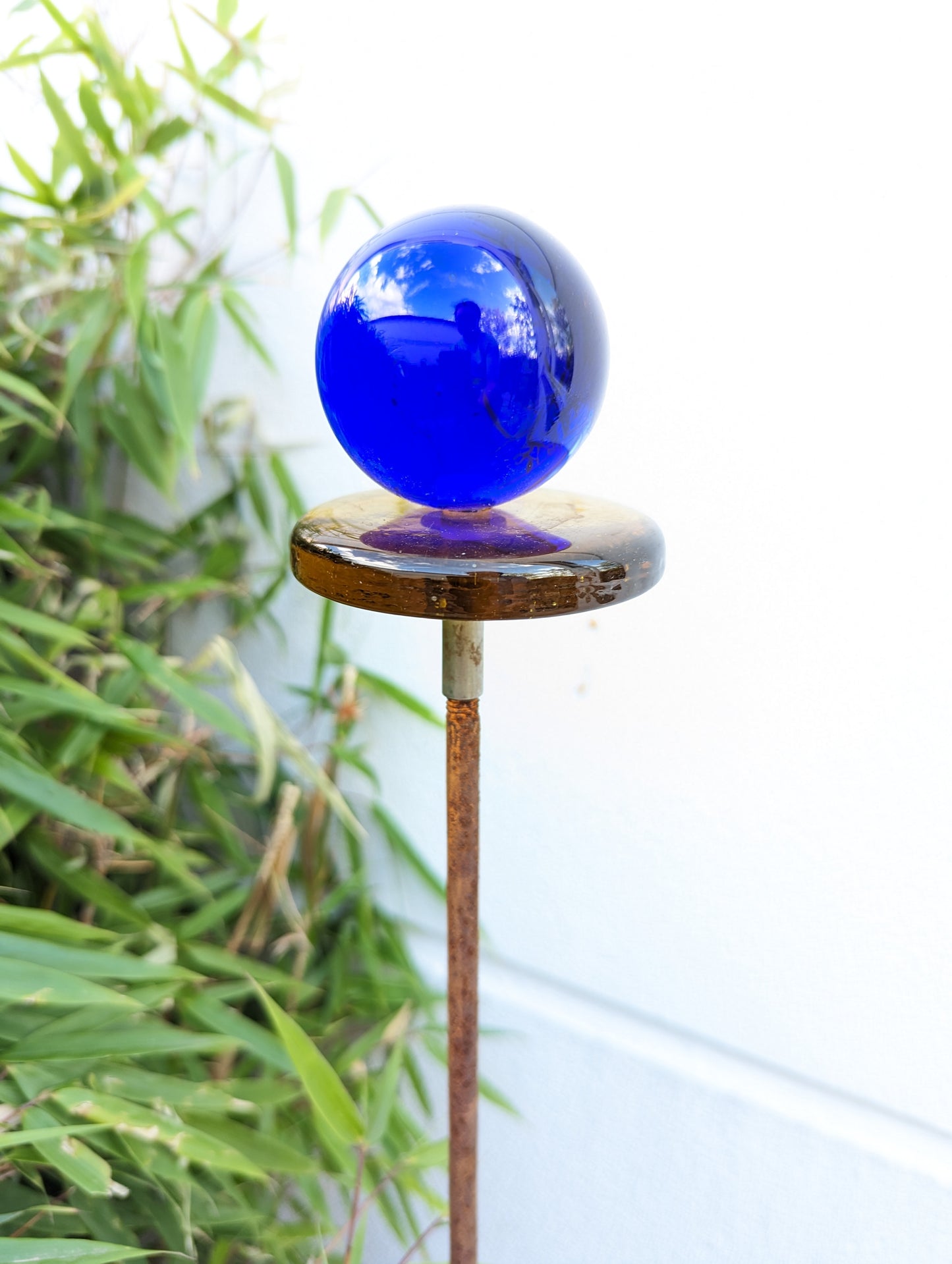 Garden glass ball 6cm rust, garden decoration, glass decoration garden plug 029905 H120cm