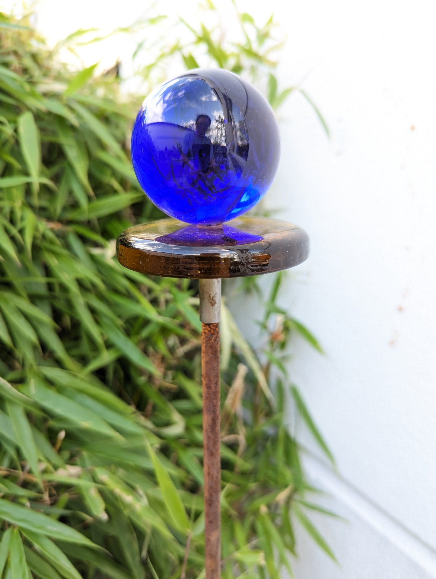 Garden glass ball 6cm rust, garden decoration, glass decoration garden plug 029905 H120cm