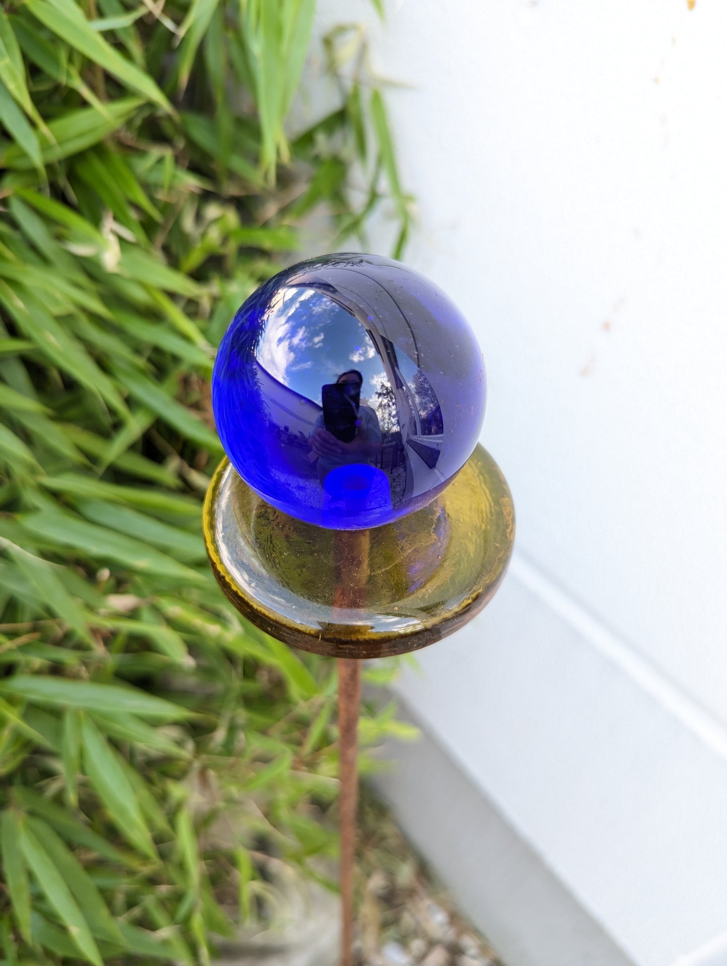 Garden glass ball 6cm rust, garden decoration, glass decoration garden plug 029905 H120cm