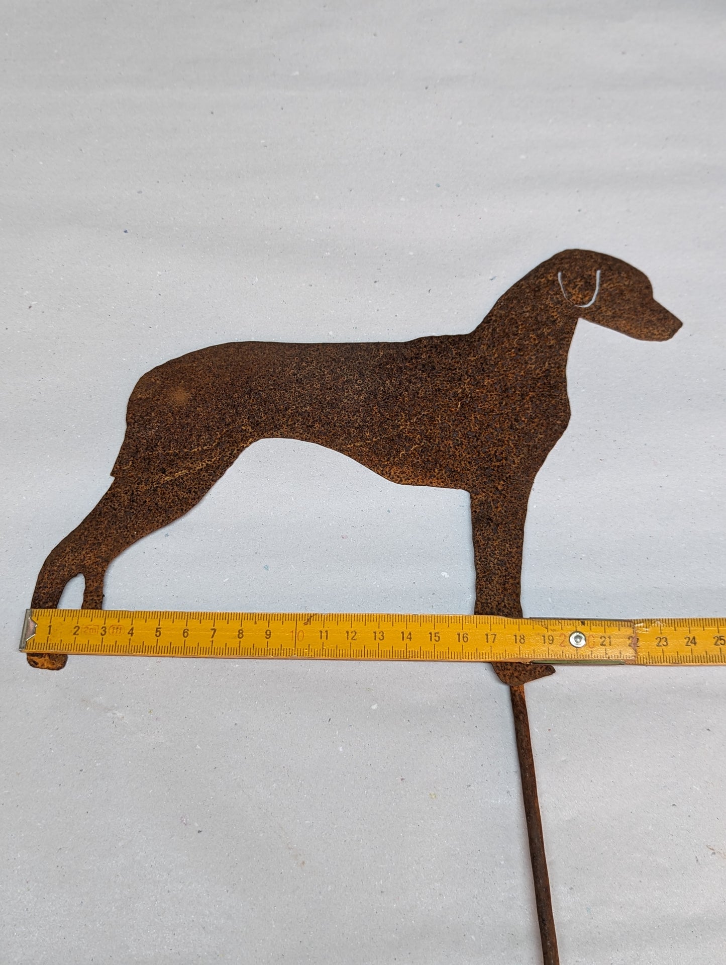 Noble rust garden dog, garden stake dog, rust, garden figures, garden decoration