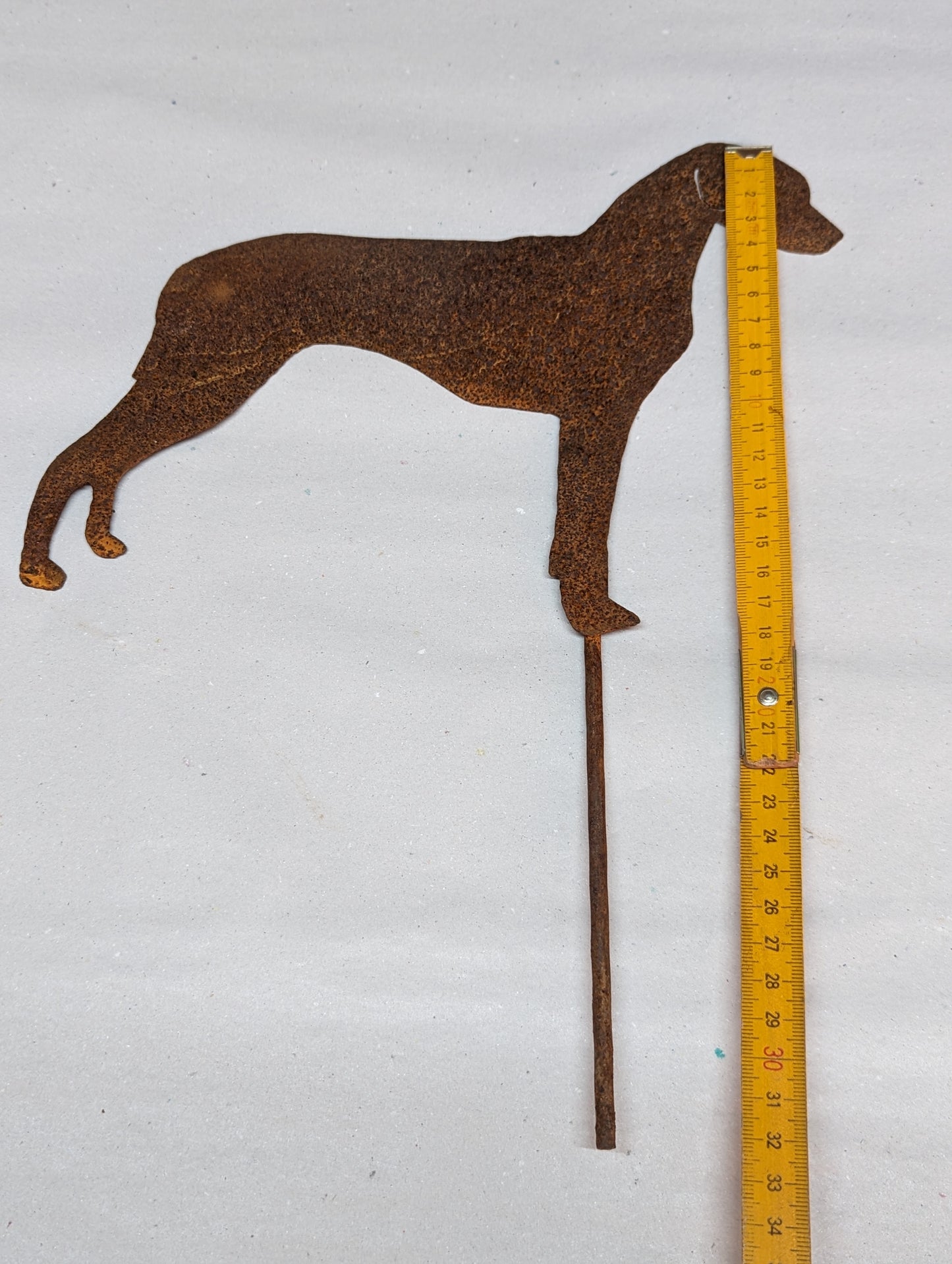 Noble rust garden dog, garden stake dog, rust, garden figures, garden decoration