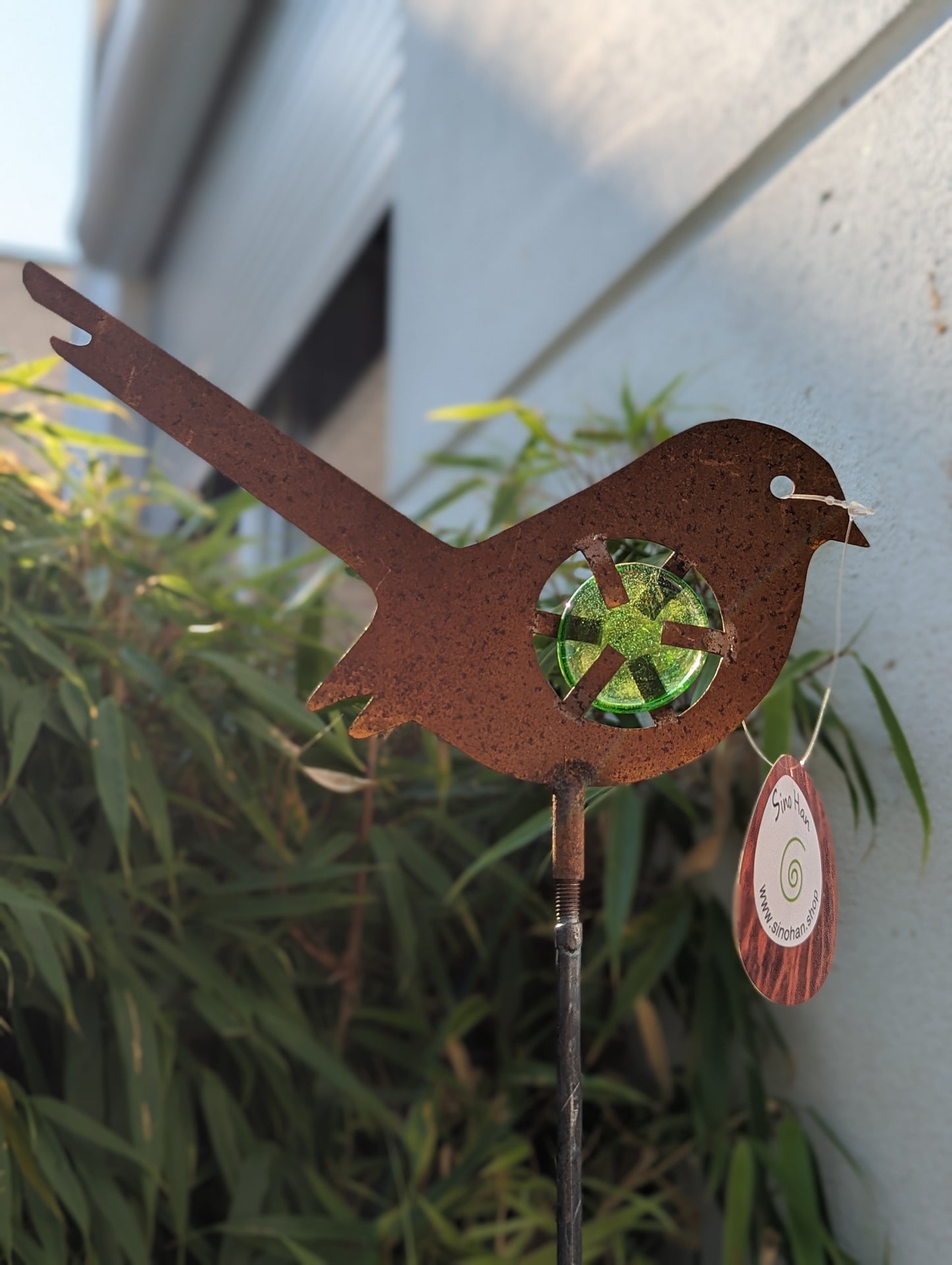 Noble rust garden stake rust garden bird glass decoration H115*21cm metal