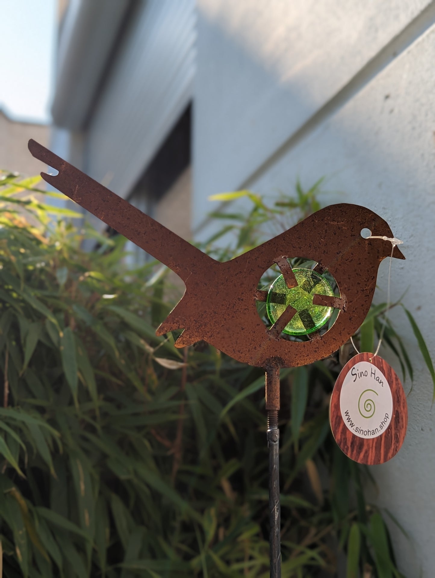 Noble rust garden stake rust garden bird glass decoration H115*21cm metal