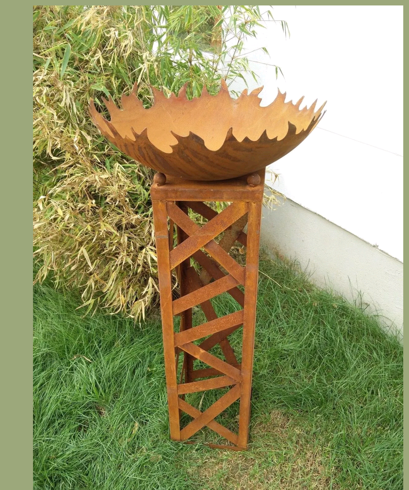 Rost Gartensäule H80cm mit Feuerschale Edelrost Rostsäule mit Feuerschale Rost