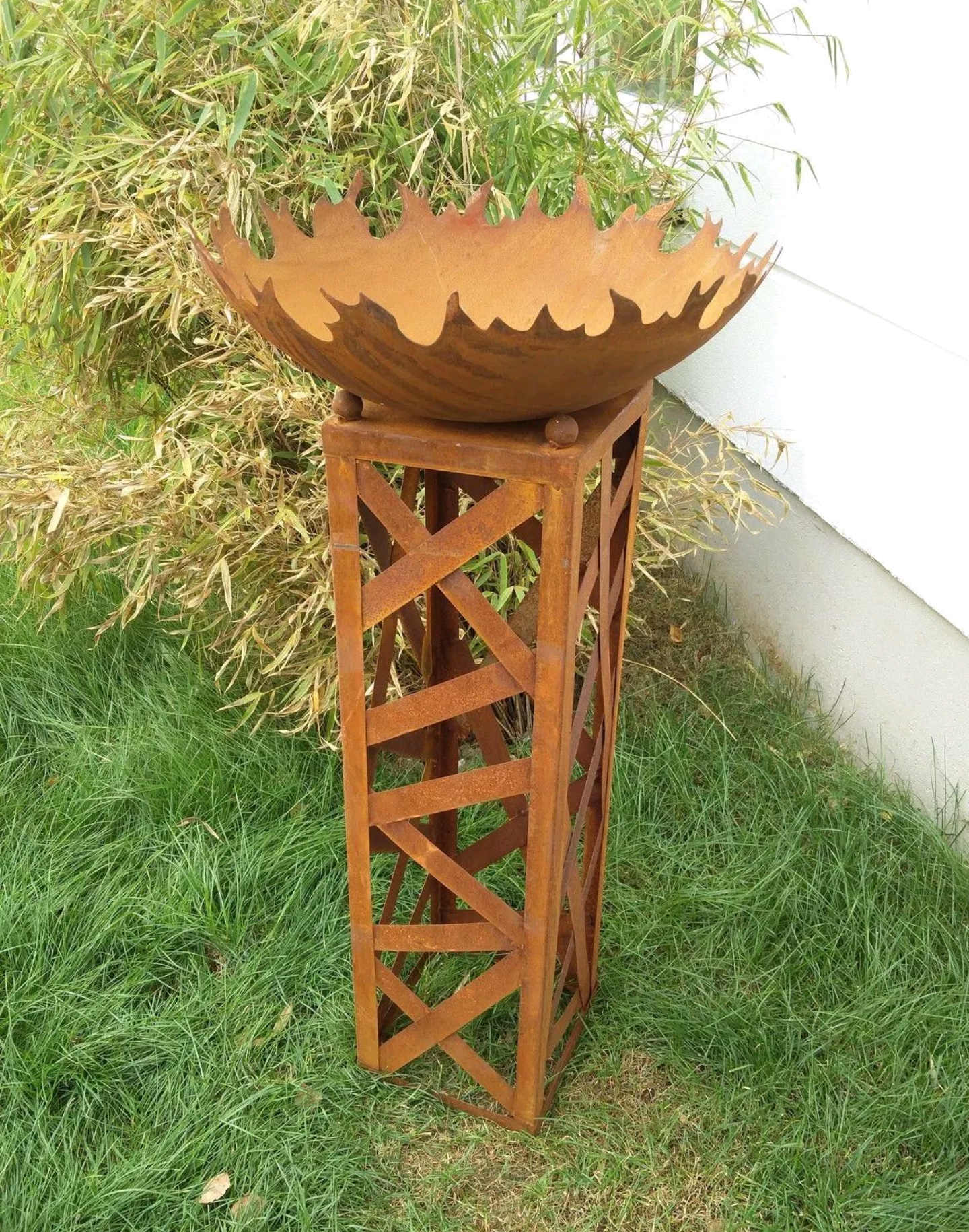 Rust garden column H80cm with fire bowl Noble rust Rust column with fire bowl Rust