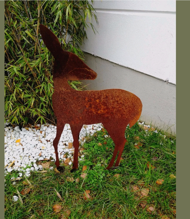 Edelrost Garden Deer Rust Figures Garden Animal Rust Deer 031857 H70*L42cm