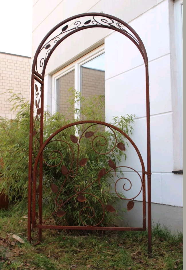 Garden rose archDoor metal door for rose archRose supportRust climbing support trellis