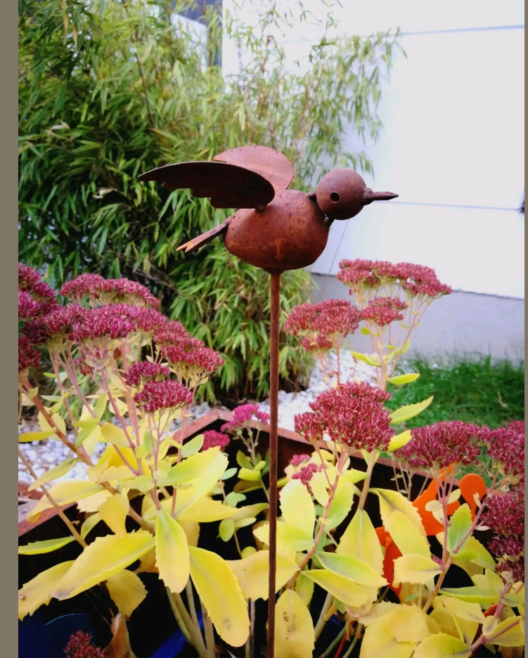 Edelrost GardenBird Garden Stake GardenAnimal Rust Bed Stake 031773 13*11*66cm