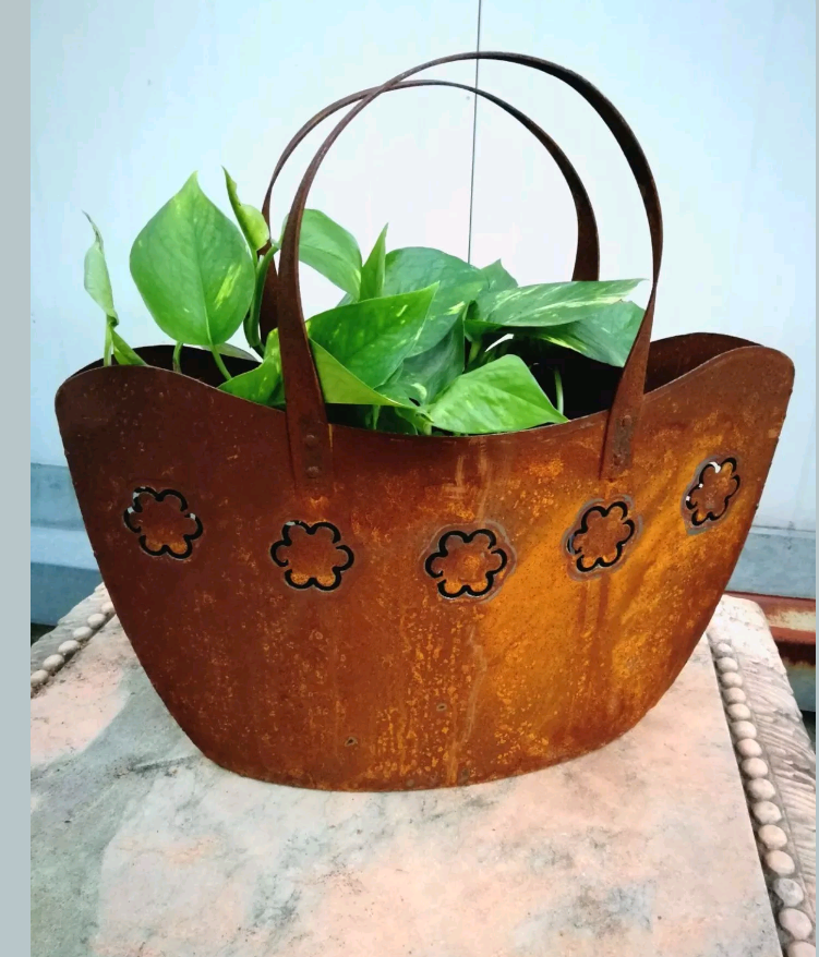 Noble rust flower pot plant bowl flower bag garden decoration 031907-1 47.5*16.5*47.5