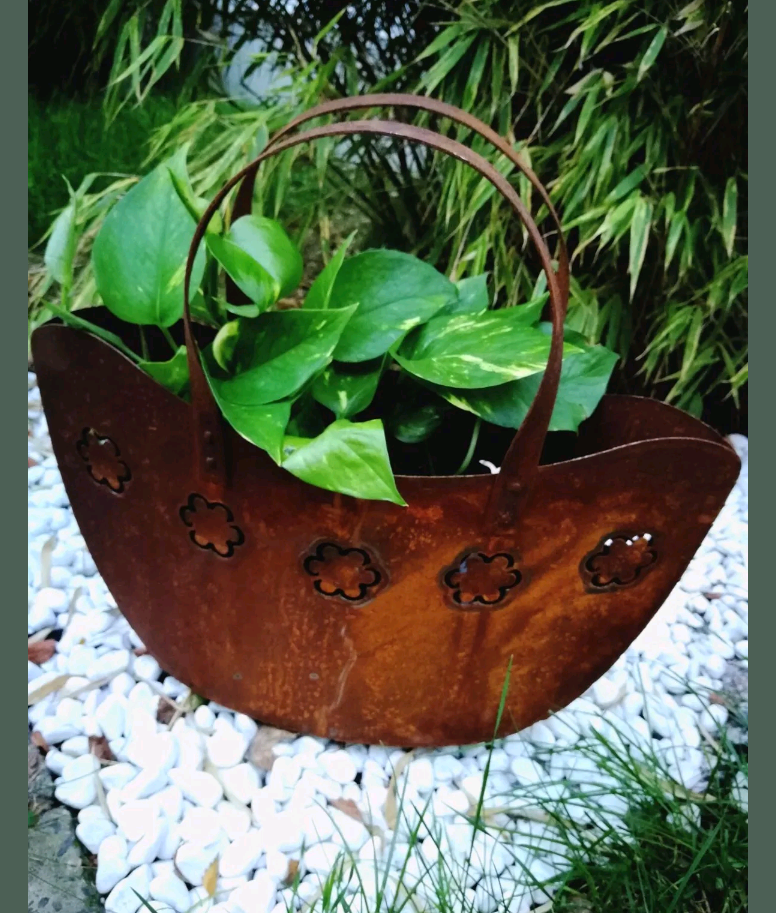 Noble rust flower pot plant bowl flower bag garden decoration 031907-1 47.5*16.5*47.5