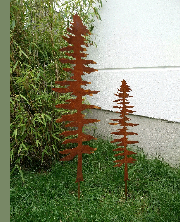 2pcs.Petroleum rust garden tree rust garden stake tree bed stake rust 100 and 70cm