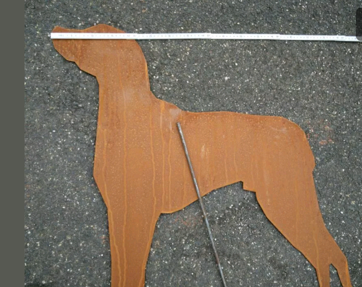 Edelrost Hund Garten Hund Rost FigurenGartenDeko Metall Gartenstecker 85*81cm