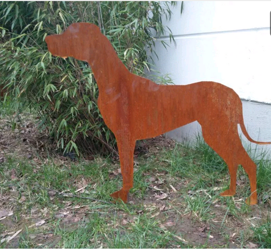 Patina Garden Dog Rust Metal Garden Stake L85* H70cm 031870