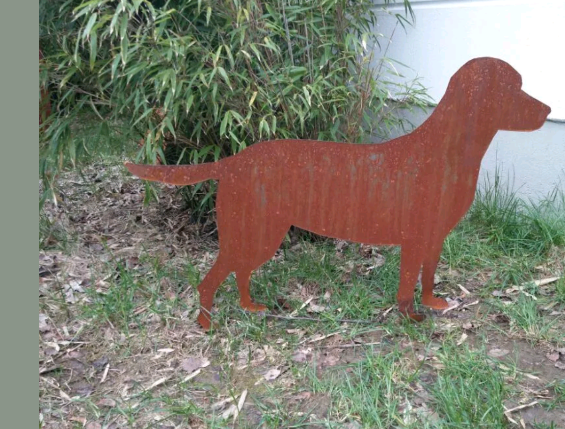 Patina Dog Garden Dog Rust made of metal garden stake L85*H58cm 031873