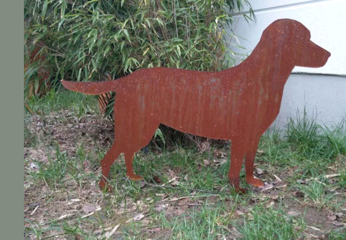 Patina Dog Garden Dog Rust made of metal garden stake L85*H58cm 031873