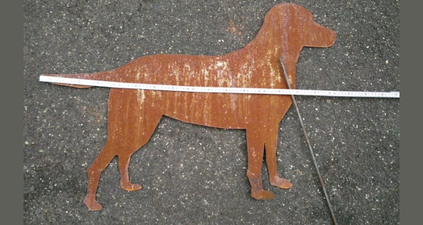 Patina Dog Garden Dog Rust made of metal garden stake L85*H58cm 031873