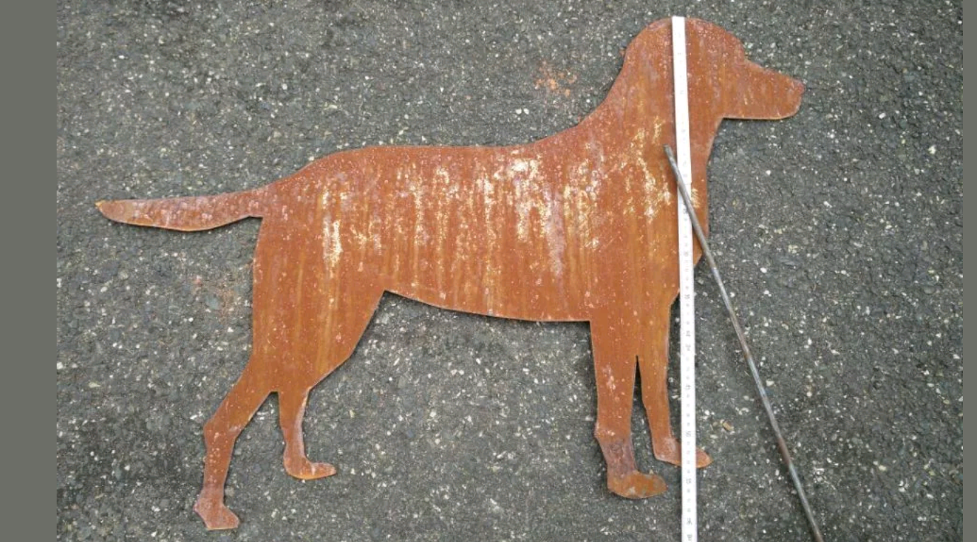 Patina Dog Garden Dog Rust made of metal garden stake L85*H58cm 031873