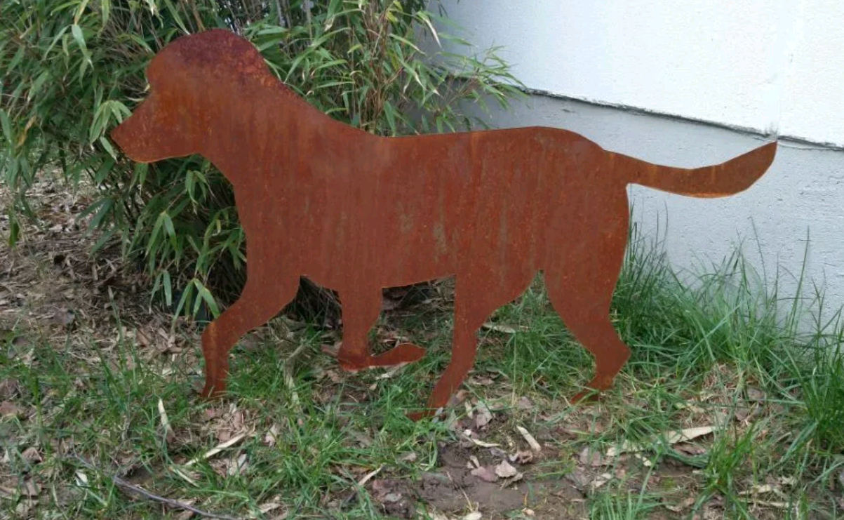 Patina Garden Dog Rust Metal Garden Stake L85*H58cm 031874