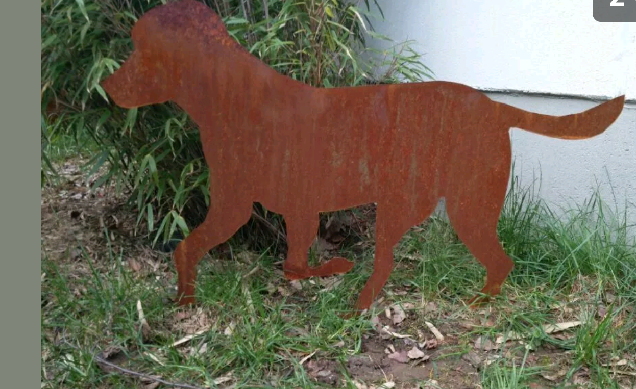 Patina Garden Dog Rust Metal Garden Stake L85*H58cm 031874