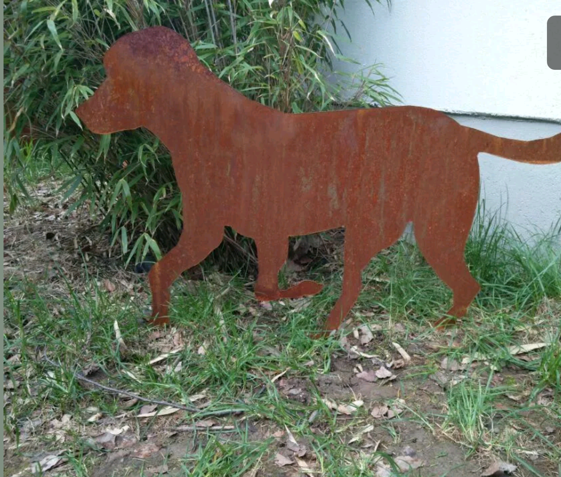 Patina Garden Dog Rust Metal Garden Stake L85*H58cm 031874