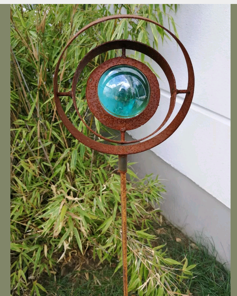 Garden stake rust flower bed stake garden glass ball glass decoration H115*14cm metal