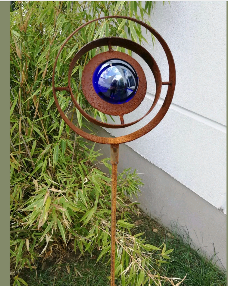 Garden stake rust flower bed stake garden glass ball glass decoration H115*14cm metal