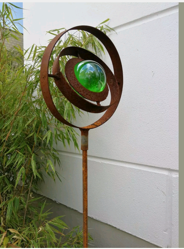 Garden stake rust flower bed stake garden glass ball glass decoration H115*14cm metal