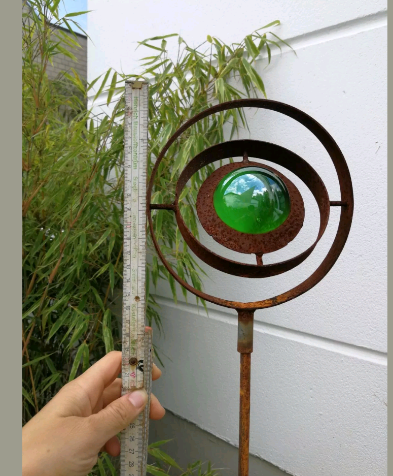 Garden stake rust flower bed stake garden glass ball glass decoration H115*14cm metal