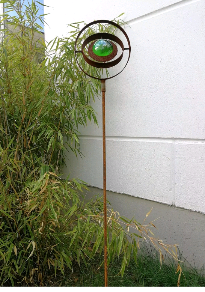 Garden stake rust flower bed stake garden glass ball glass decoration H115*14cm metal