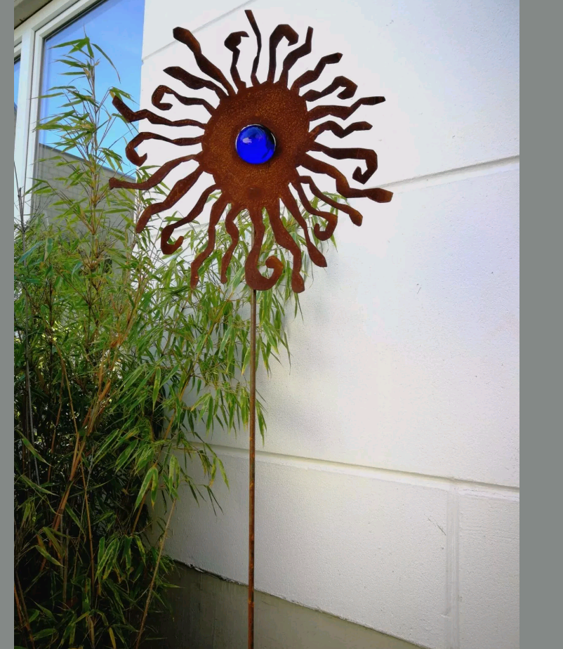 Garden stake rust flower bed stake garden glass ball glass decoration H125*40cm 031930 DB