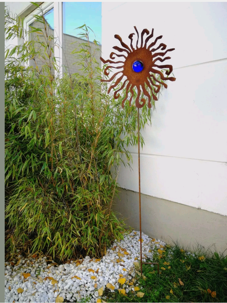 Garden stake rust flower bed stake garden glass ball glass decoration H125*40cm 031930 DB