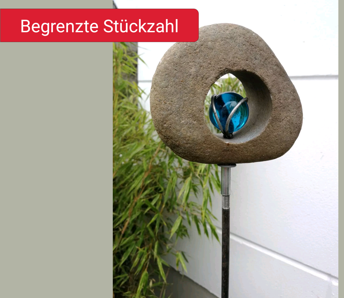 Gartenstecker Rost Beetstecker Garten Glaskugel  Glasdeko H120*14cm 029481-1 , LB