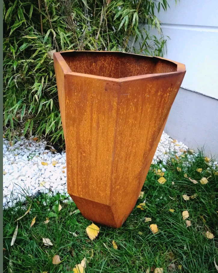 Rost Pflanzschale Edelrost Garten BlumentopfRost übertopf Rost 43*43*60cm 031900