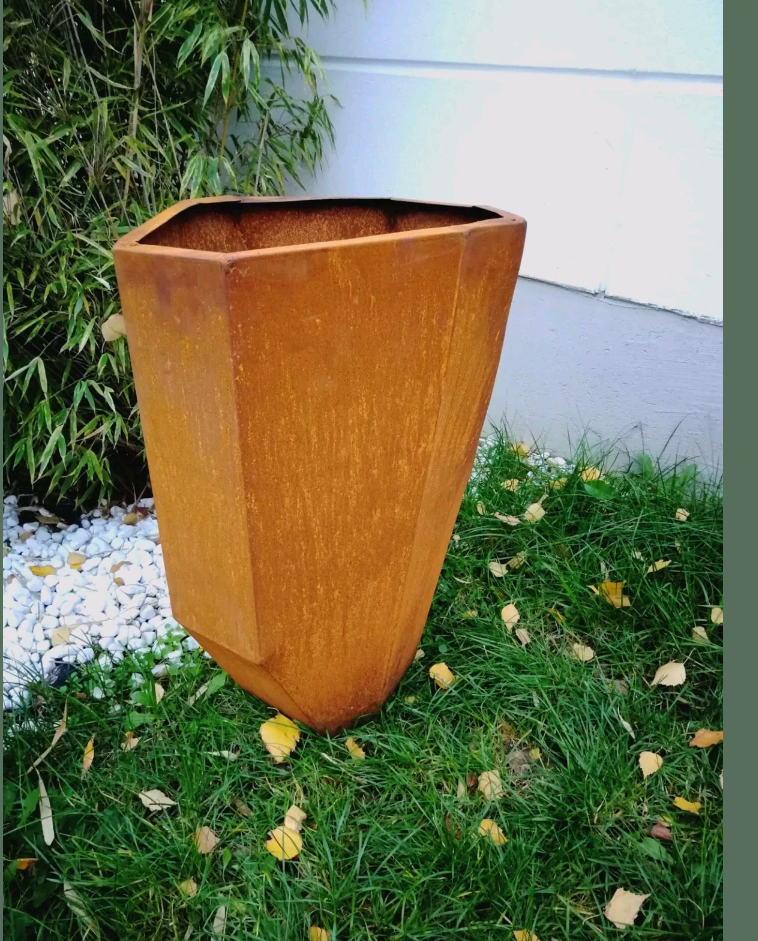 Rost Pflanzschale Edelrost Garten BlumentopfRost übertopf Rost 43*43*60cm 031900