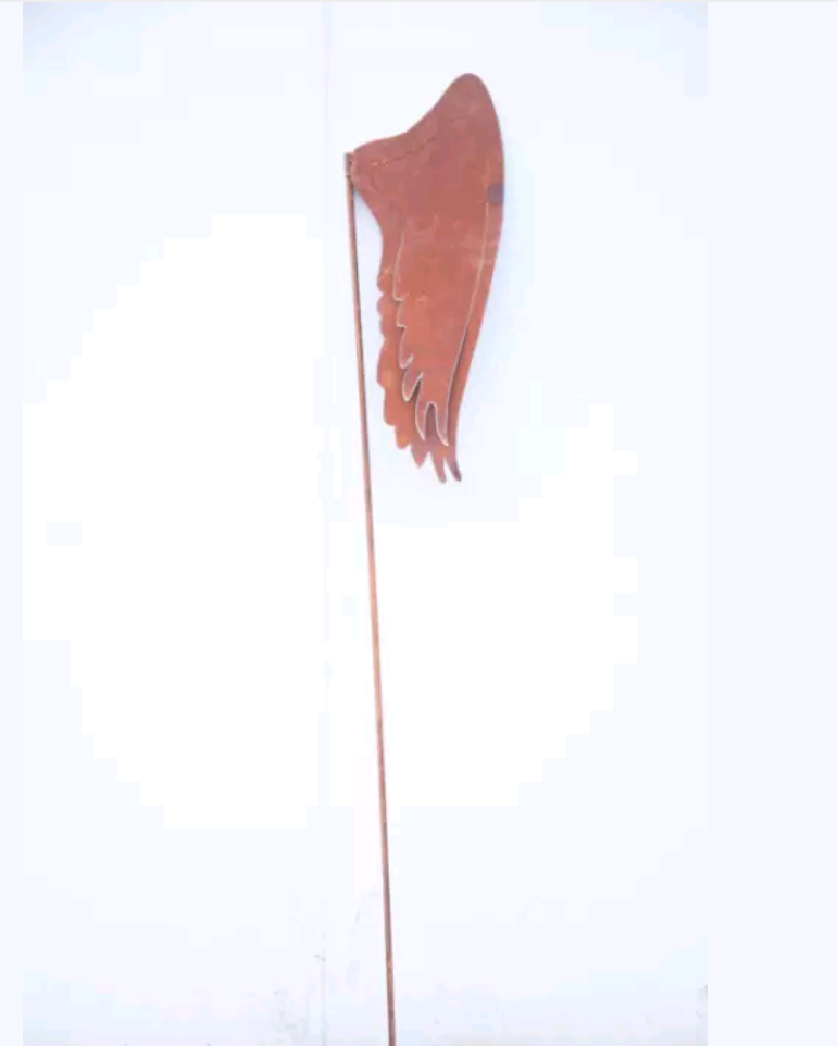 2pcs. Patina garden stake angel wings rust angel wings H121*17 and 165*23cm