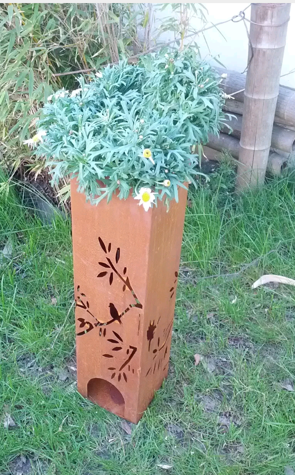 Pflanzschale,Edelrost Ständer übertopf GartendekoRost Kerzenleuchter Metall 40cm