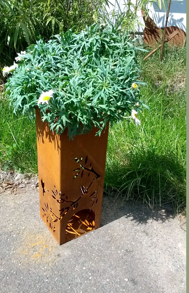 Pflanzschale,Edelrost Ständer übertopf GartendekoRost Kerzenleuchter Metall 40cm