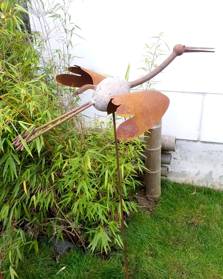 Edelrost Gartenfigur Kranich Handarbeit120*80*45cm 029510