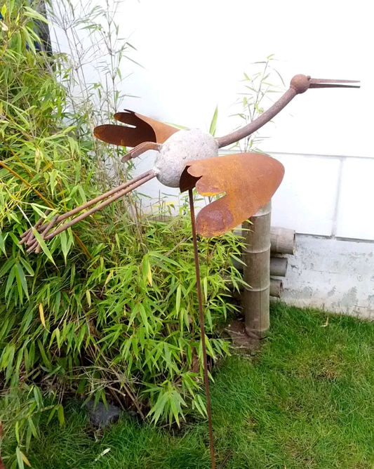 Edelrost Gartenfigur Kranich Handarbeit120*80*45cm 029510