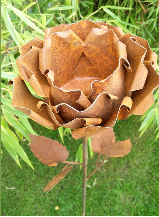 Garden stake, garden rose, bed stake, rust, garden decoration, flowers, metal 110cm 029461-1