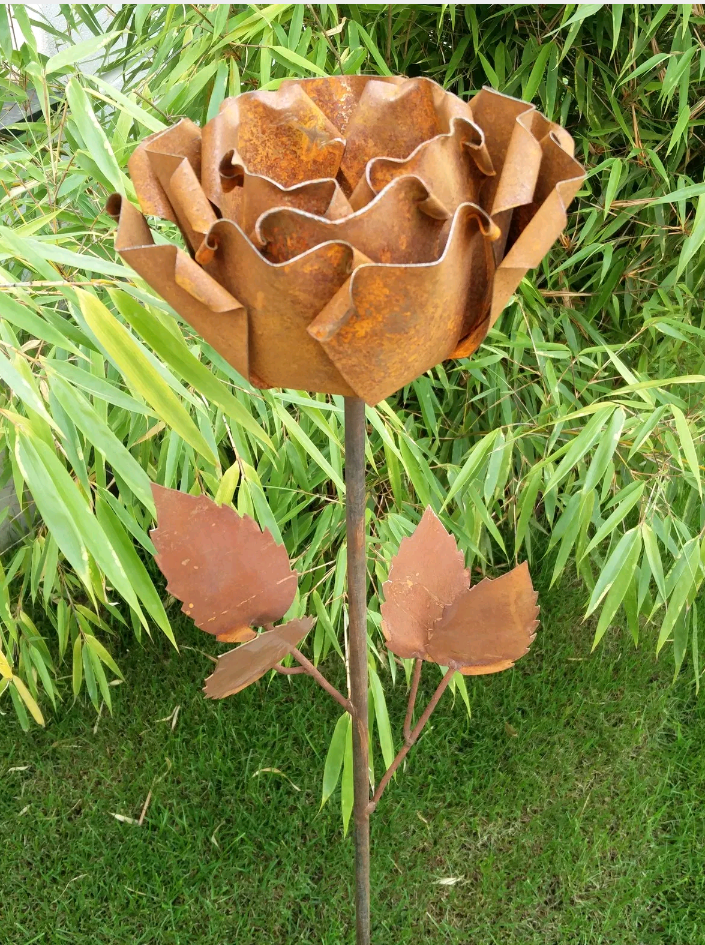 Garden stake, garden rose, bed stake, rust, garden decoration, flowers, metal 110cm 029461-1