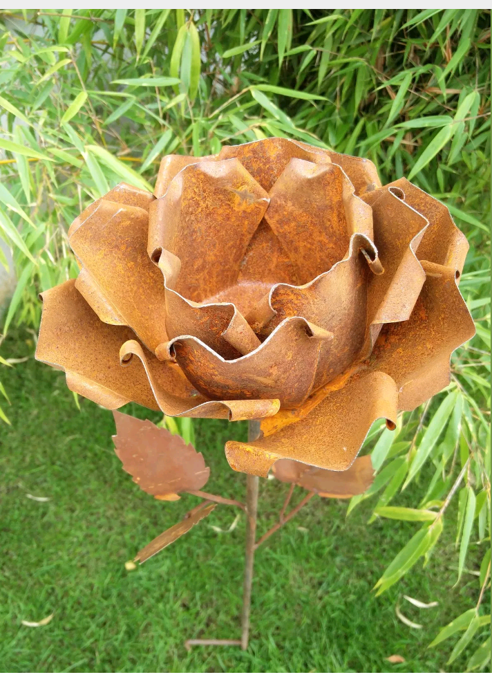 Garden stake, garden rose, bed stake, rust, garden decoration, flowers, metal 110cm 029461-1