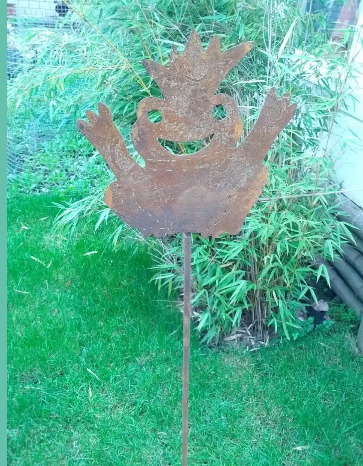 Garden decoration, rust frog, garden stake metal H120cm garden decoration, animal