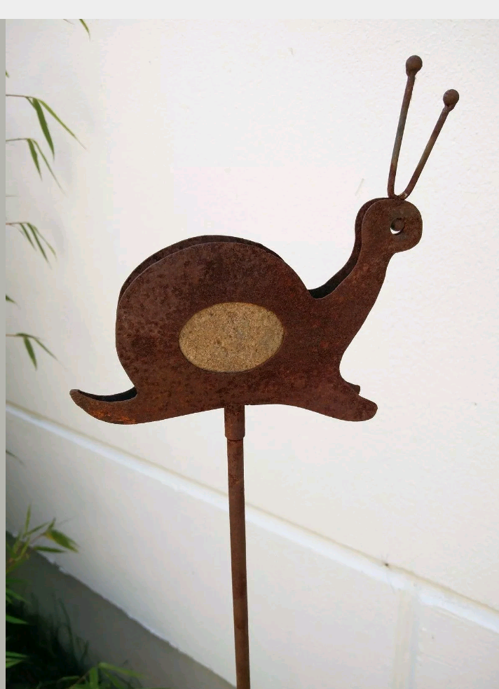 Garden decoration, rust snail garden stake, stone rust, metal H120cm