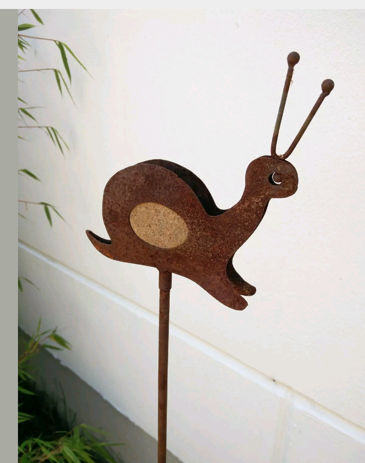 Garden decoration, rust snail garden stake, stone rust, metal H120cm