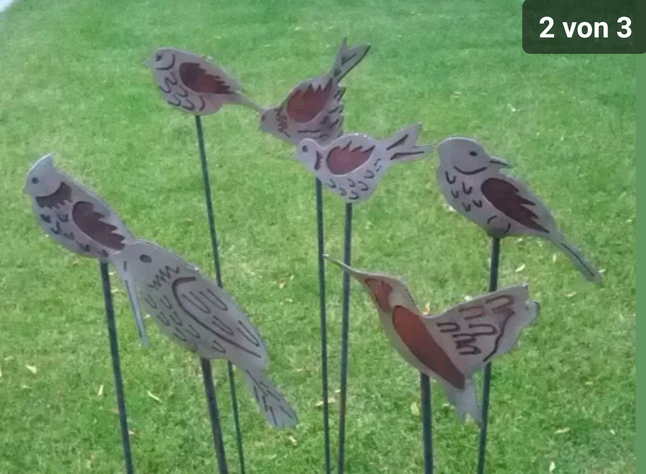 Garden stake bed stake stainless steel &amp; rust bird metal garden decoration decoration